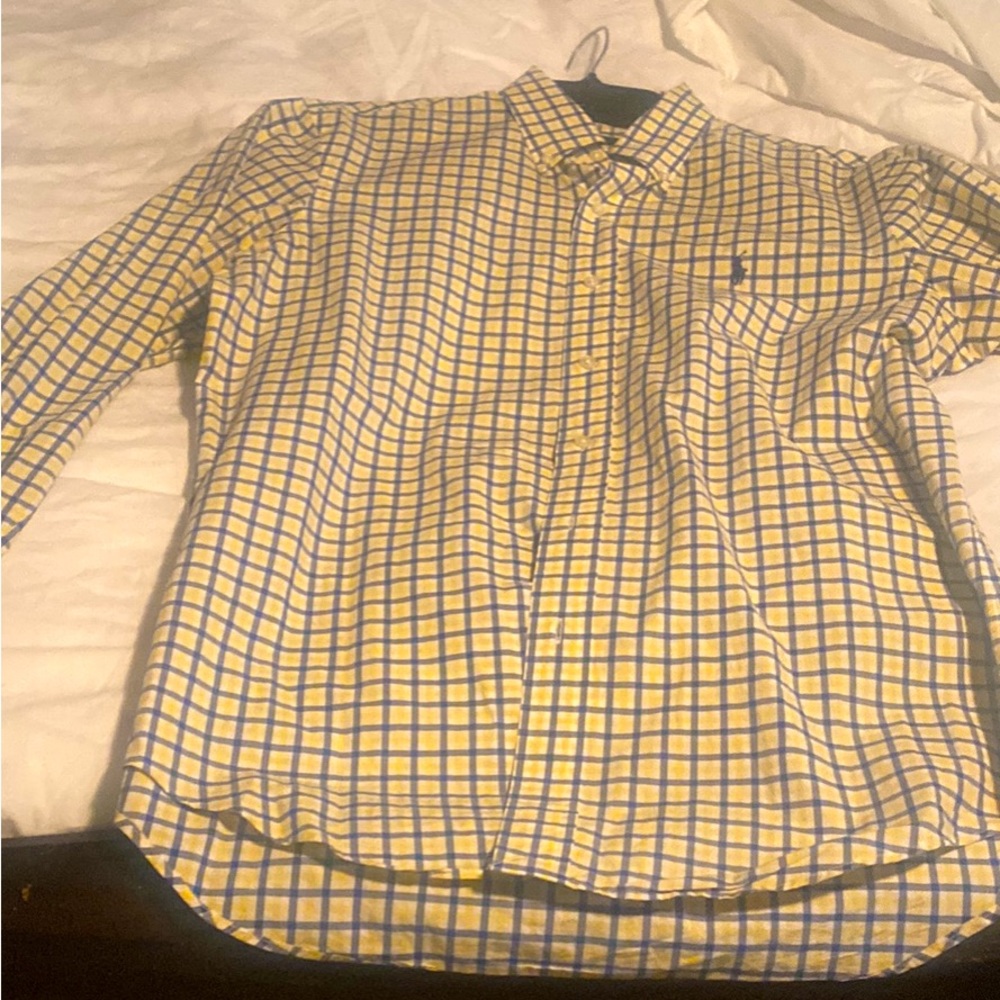 Men’s Ralph Lauren Plaid Button Down. Blue and Yellow.  Medium. Great Condition